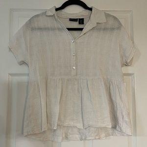 White Linen Peplum Blouse